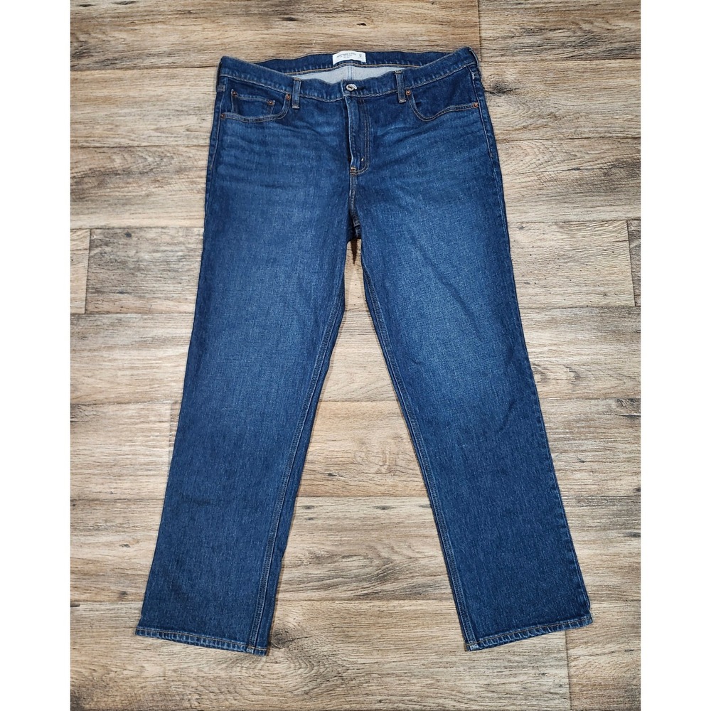 Abercrombie & Fitch The 90s Straight Mid Rise Jeans Dark Wash 33 16R 40 x 32